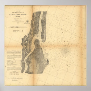 Vintage Map of St Augustine Harbour (1862) Poster
