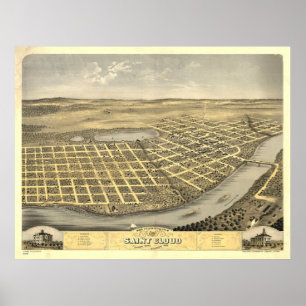 Vintage Map of St Cloud MN (1869) Poster