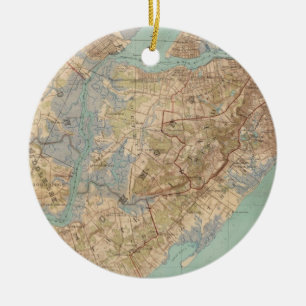 Vintage Map of Staten Island (1891) Ceramic Tree Decoration