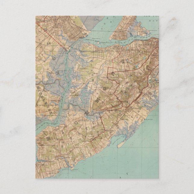 Vintage Map of Staten Island (1891) Postcard (Front)