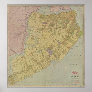 Vintage Map of Staten Island NY (1911) Poster