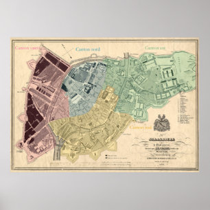 Vintage Map of Strasbourg France (1870) Poster