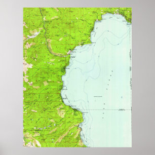 Vintage Map of Tahoe California (1955) Poster