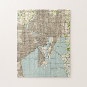 Vintage Map of Tampa Florida (1944) Jigsaw Puzzle
