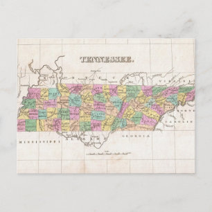 Vintage Map of Tennessee (1827) Postcard