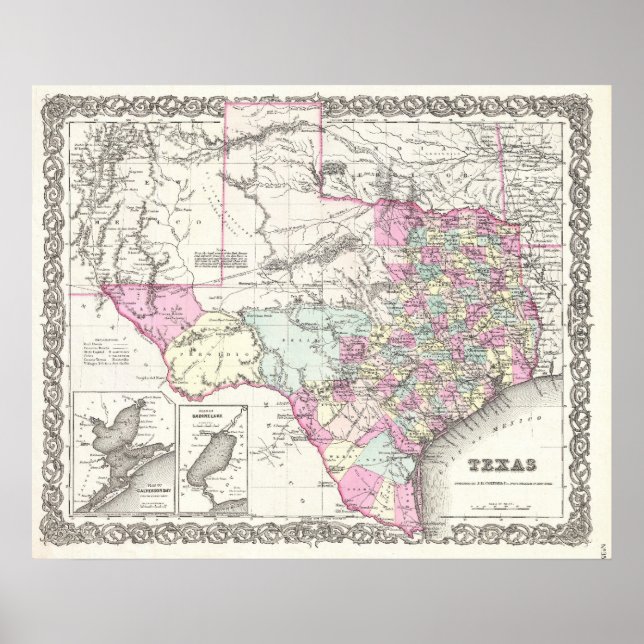 Vintage Map of Texas (1855) Poster (Front)
