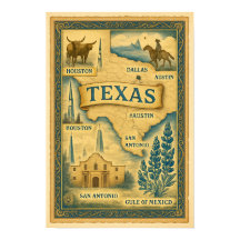 Vintage Map of Texas, 1885