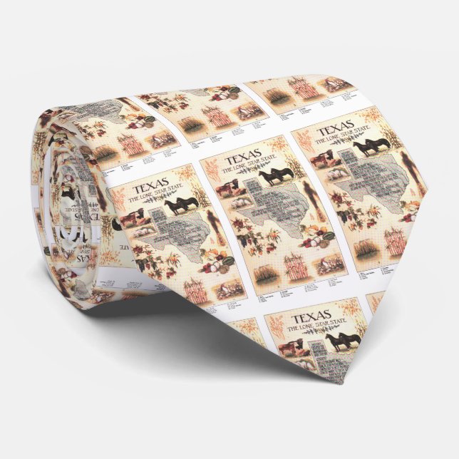 Vintage Map of Texas (1912) Tie (Rolled)