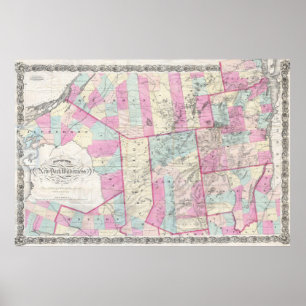 Vintage Map of The Adirondack Mountains (1867) Poster