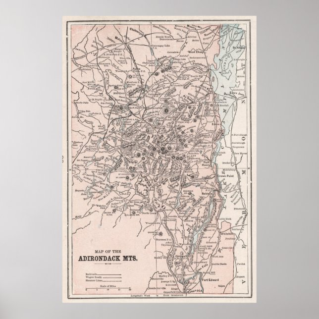 Vintage Map of The Adirondack Mountains (1901) Poster (Front)