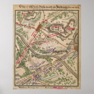 Vintage Map of The Battle of Chantilly (1865) Poster