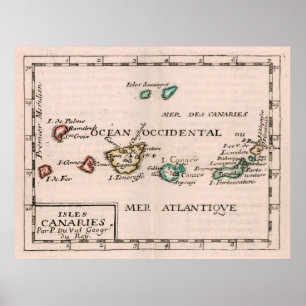Vintage Map of The Canary Islands (1682) Poster