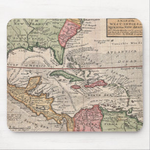 Vintage Map of the Caribbean (1732) Mouse Pad