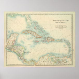 Vintage Map of the Caribbean (1912) Poster