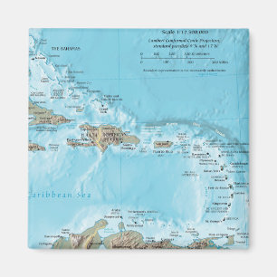Vintage Map of the Caribbean - U.S. Magnet