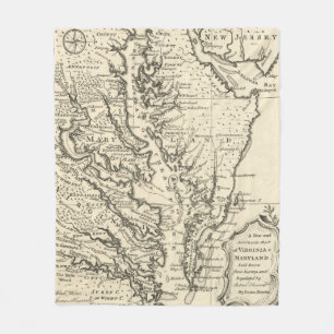 Vintage Map of The Chesapeake Bay (1752) Fleece Blanket