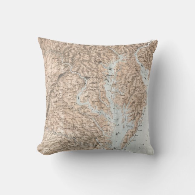 Vintage Map of The Chesapeake Bay (1861) Cushion (Front)
