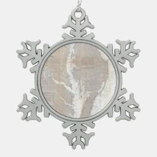Vintage Map of The Chesapeake Bay (1866) Snowflake Pewter Christmas Ornament