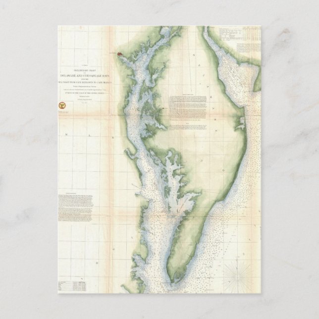 Vintage Map of the Chesapeake Bay Postcard (Front)