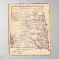Vintage Map of The Dakota Territory (1880)