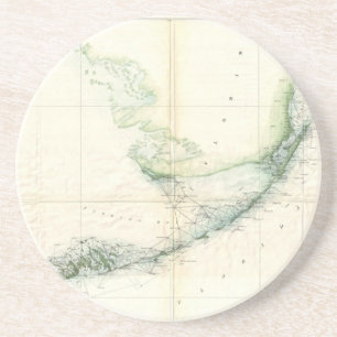 Vintage Map of The Florida Keys (1859) Coaster