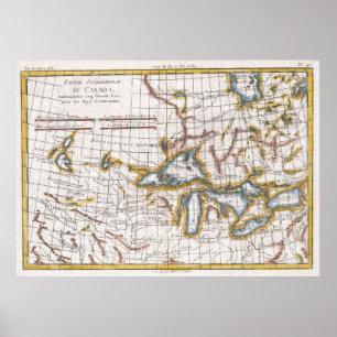 Vintage Map of The Great Lakes & Canada (1780) Poster