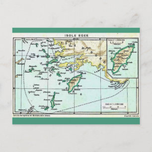 Vintage Map of the Greek Islands Postcard