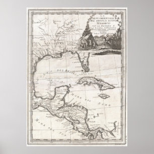 Vintage Map of The Gulf of Mexico (1798) Poster