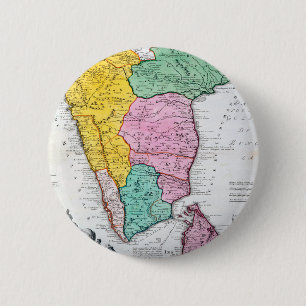 Vintage Map of the Indian Peninsula 1733 6 Cm Round Badge
