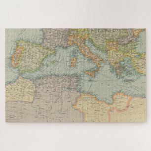 Vintage Map of The Mediterranean Sea (1912) Jigsaw Puzzle
