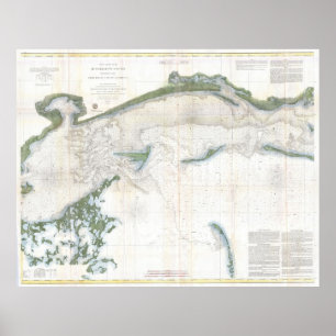 Vintage Map of The Mississippi Sound (1866) Poster