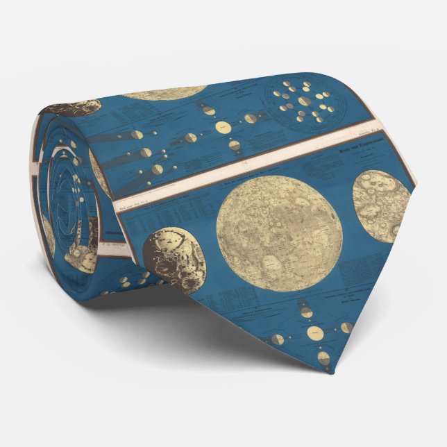Vintage Map of The Moon (1857) Tie (Rolled)