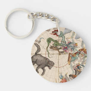 Vintage Map of the North Pole Key Ring