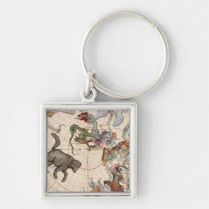 Vintage Map of the North Pole Key Ring