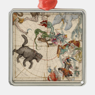 Vintage Map of the North Pole Metal Tree Decoration