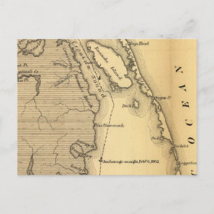Vintage Map of The Outer Banks (1862) Postcard