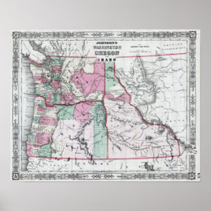 Vintage Map of the Pacific Northwest Washington Poster