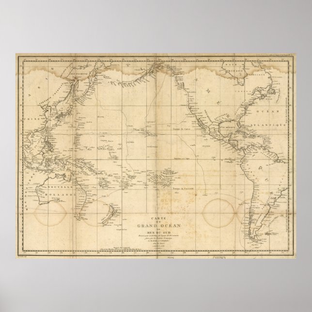 Vintage Map of The Pacific Ocean (1788) Poster (Front)
