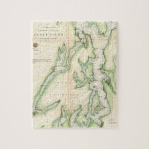 Vintage Map of The Puget Sound (1867) Jigsaw Puzzle