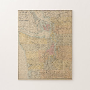 Vintage Map of The Puget Sound (1891) Jigsaw Puzzle