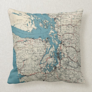 Vintage Map of The Puget Sound (1919) Cushion