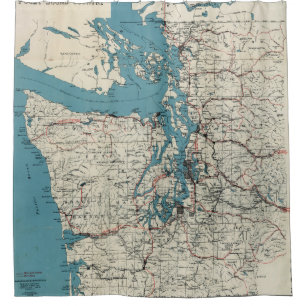 Vintage Map of The Puget Sound (1919) Shower Curtain
