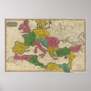 Vintage Map of The Roman Empire (1831) Poster
