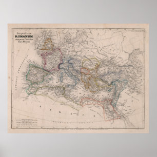 Vintage Map of The Roman Empire (1852) Poster