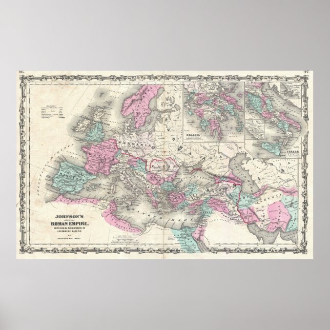 Vintage Map of The Roman Empire (1862) Poster (Front)