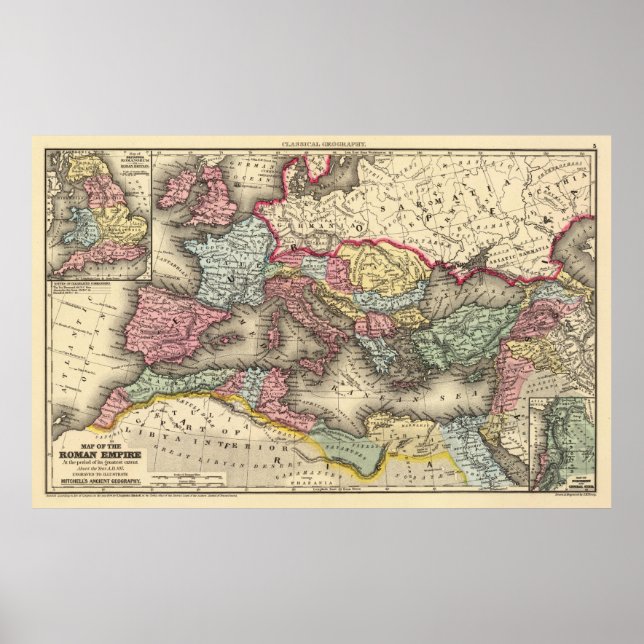 Vintage Map of The Roman Empire (1873) Poster (Front)