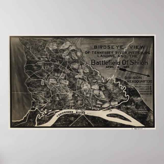 Vintage Map of The Shiloh Battlefield (1917) Poster (Front)
