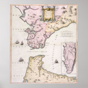 Vintage Map of The Strait of Gibraltar (1780) Poster