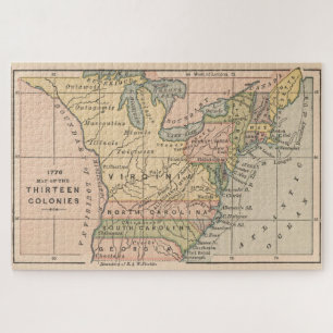 Vintage Map of The Thirteen Colonies (1885) Jigsaw Puzzle
