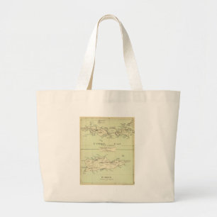 Vintage Map of The Virgin Islands (1853) Large Tote Bag
